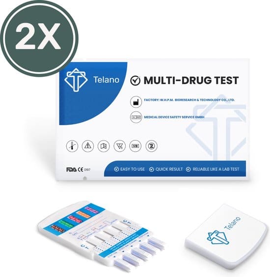 telano 2 stuks multidrugstest drugstest dipcard urine test op 10 soorten