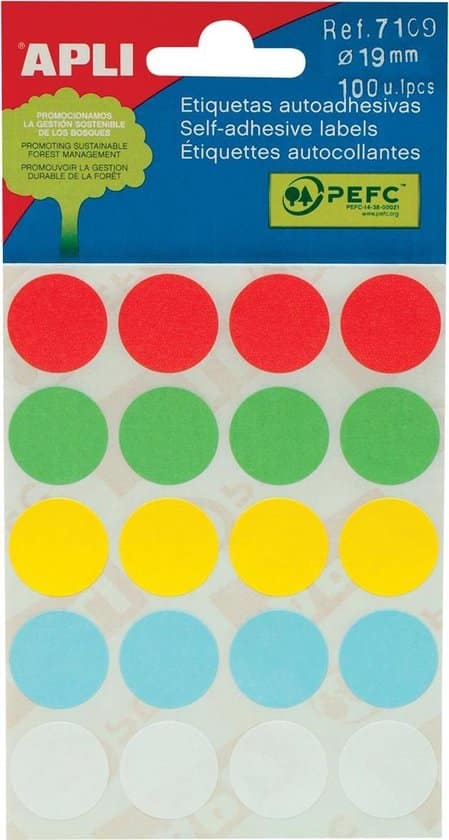 apli ronde etiketten in etui diameter 19 mm geassorteerde kleuren 100 2