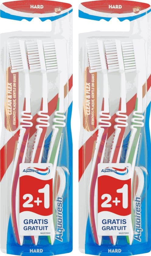 aquafresh tandenborstels clean flex hard 6 stuks