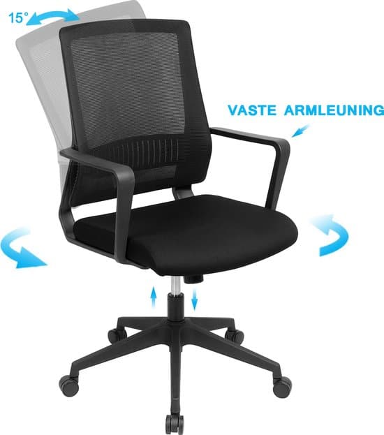 foxsport ergonomische bureaustoel computerstoel met kantelmechanisme