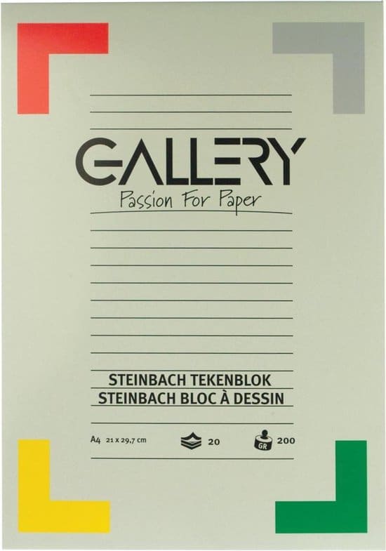 gallery steinbach tekenblok gekorreld formaat 21 x 297 cm a4 200 g m blok