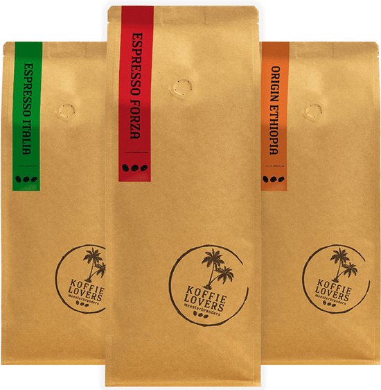 koffie lovers early bird koffiebonen proefpakket vers gebrand fairtrade 3x500 gr