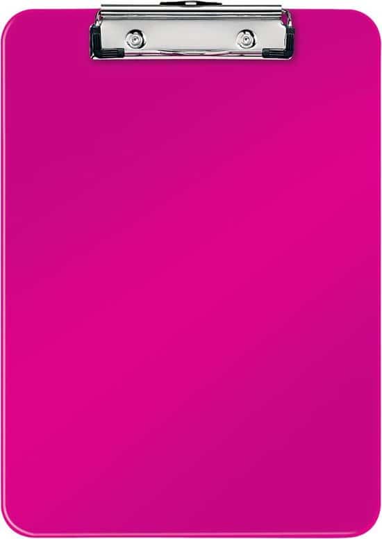 leitz wow kunststof a4 klembord met ophanghaakje capaciteit tot 75 vel roze