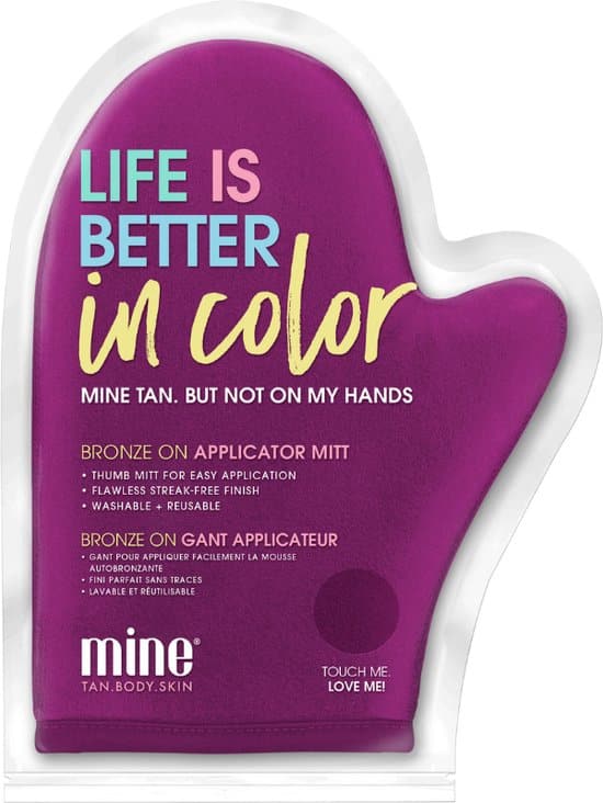 minetan bronze on applicator mitt better in color