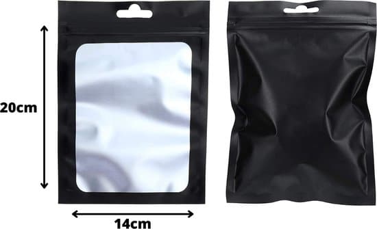 mylar ziplock zakken 100 stuks hersluitbaar 14 x 20 cm zwart