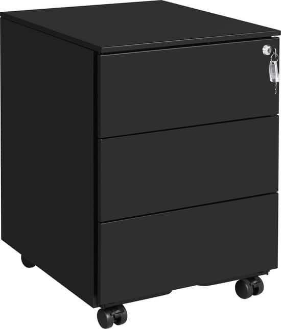 nancys ladeblok zwart ladeblok bureau met slot 3 lades 55 x 45 x 39 cm 1