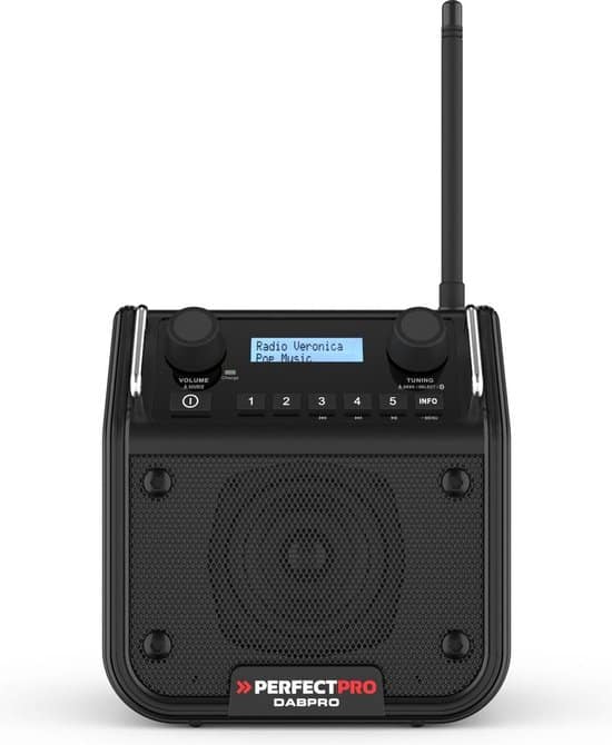 perfectpro dabpro bouwplaats radio dab fm bluetooth oplaadbaar