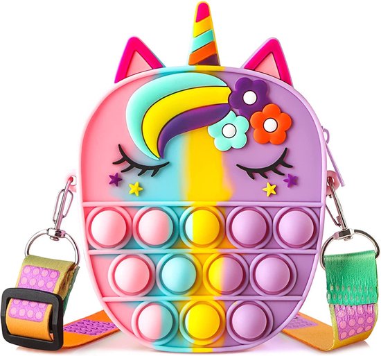 rainbow unicorn pop it bag trend 2022 fidget toys pop it pop it tas