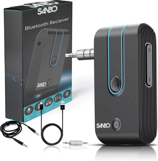 sanbo bluetooth receiver bt7 draadloos lange batterijduur 12 uur bt 50 35mm