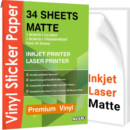 zelfklevende vinyl stickervellen voor inkjetprinter laserprinter en 1
