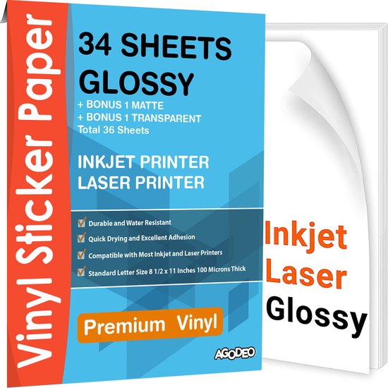 zelfklevende vinyl stickervellen voor inkjetprinter laserprinter en 2