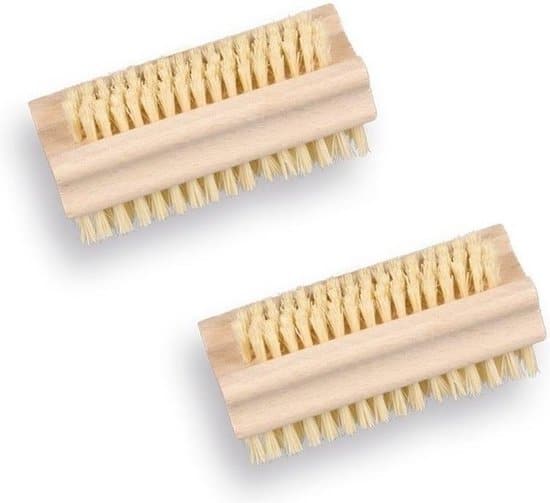 2x houten nagelborstels dubbelzijdig 9 5 cm nagel schrobborstel nagels