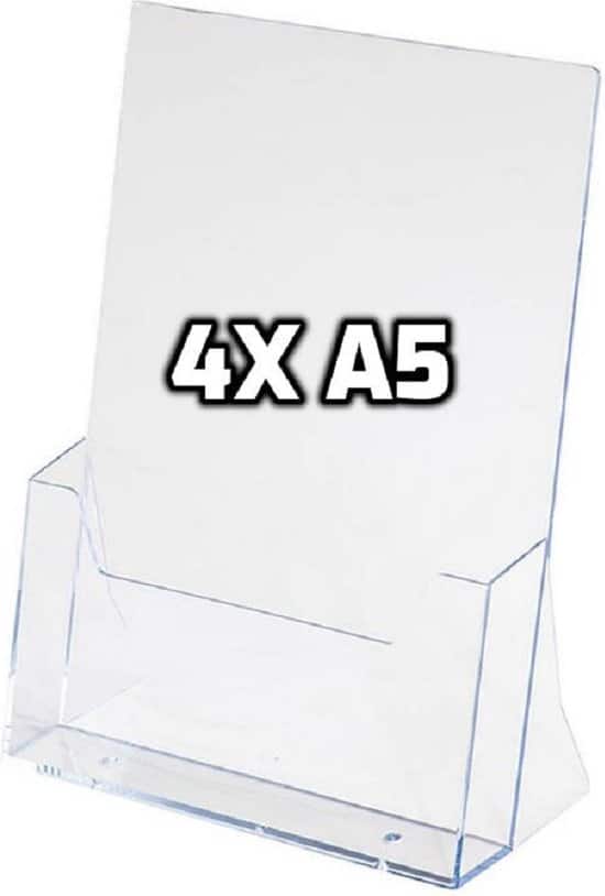 4x brochurehouder folderhouder in a5 formaat in 2mm acryl