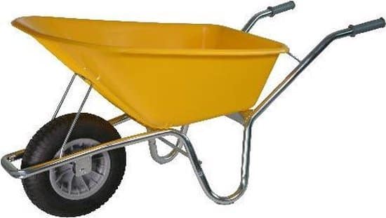 bouwkruiwagen hdpe geel anti lek wiel 100 liter