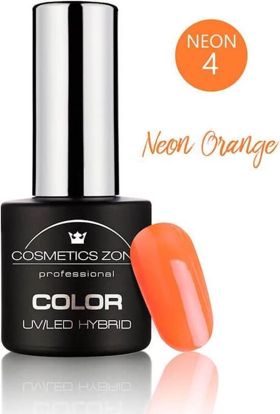 cosmetics zone uv led hybrid gel nagellak 7ml neon orange n4