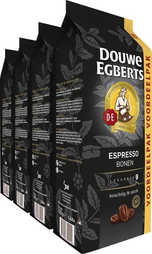douwe egberts espresso koffiebonen 4 x 1000 gram extra grote verpakking