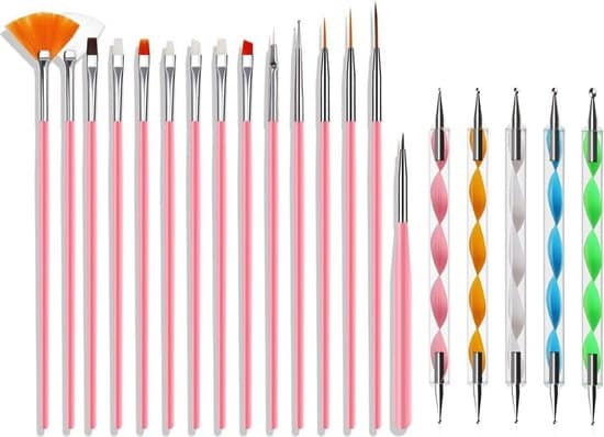 evvie 20 delige nail art set 15 nailart penselen en 5 dotting tools roze 1