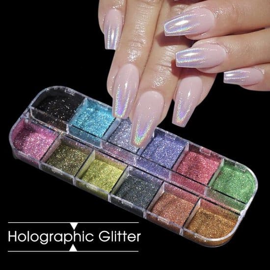 guapa nagel nail art holografische glitter poeder diverse kleuren 12 stuks