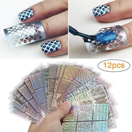 guapa nail art nagel sjabloon stickers 12 vellen zelfklevende