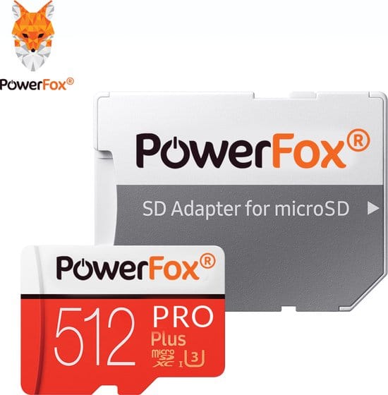 powerfox pro plus microsdxc 512gb met adapter kaartjeshouder