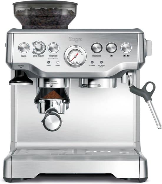 sage the barista express brushed stainless steel pistonmachine rvs