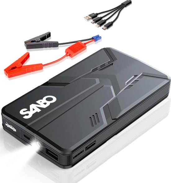 sanbo x12 jumpstarter voor auto 12v 600a 16000mah batterij 4 in 1
