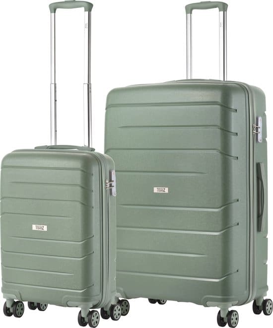 travelz big bars kofferset trolleyset tsa 2 delig handbagage en groot
