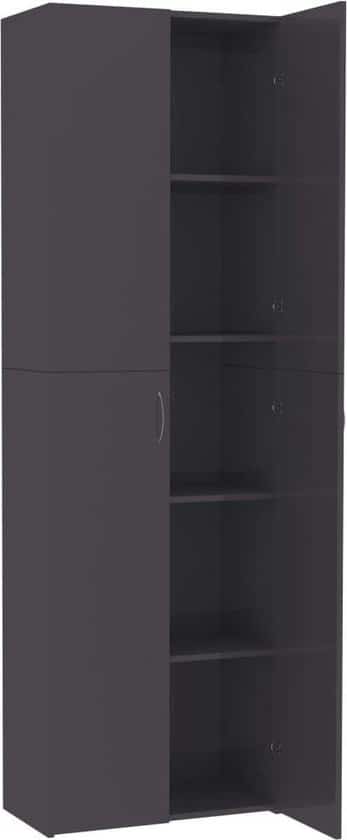vidaxl kantoorkast 60x32x190 cm spaanplaat hoogglans grijs
