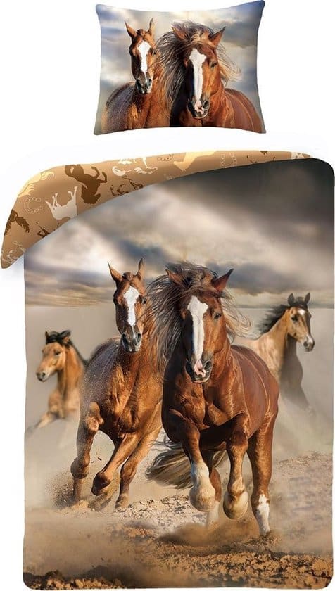 animal pictures dekbedovertrek paarden eenpersoons 140 x 200 cm katoen