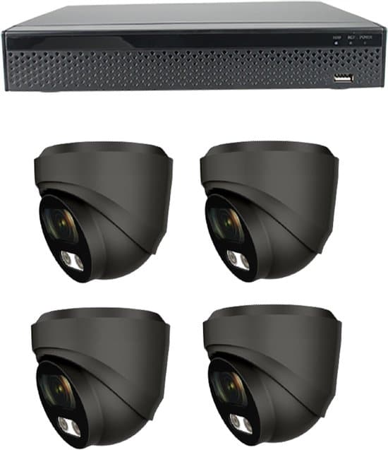 beveiligingscamera set 4x sony 8mp ultra hd 4k ip dome zwart