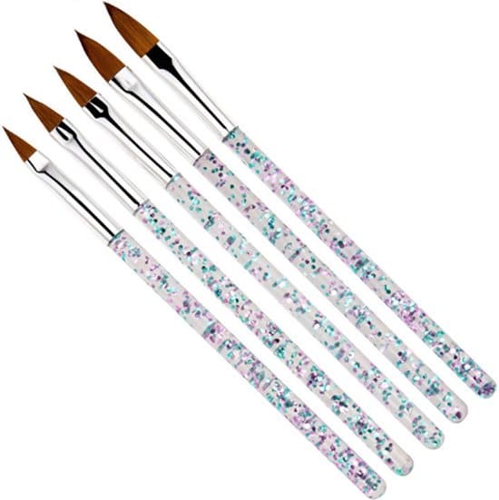 dw4trading acryl penselen acrylnagels transparant glitter set van 5 stuks