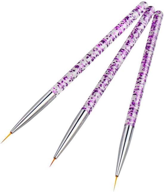 dw4trading nail art penselen glitter paars set van 3 stuks