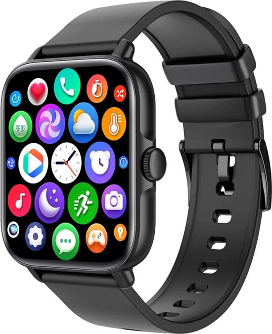 fance smartwatch zwart smartwatch heren dames hd touchscreen