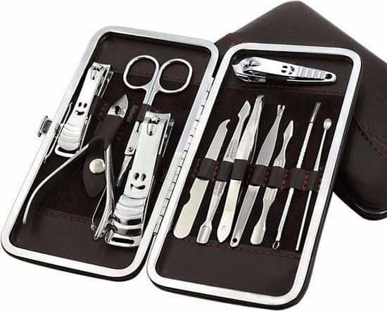 french manicure pedicure set rvs nagel verzorging set in lederen etui