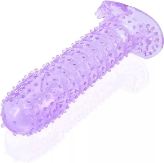 herbruikbare siliconen condoom extension sleeve penis rekbaar paars
