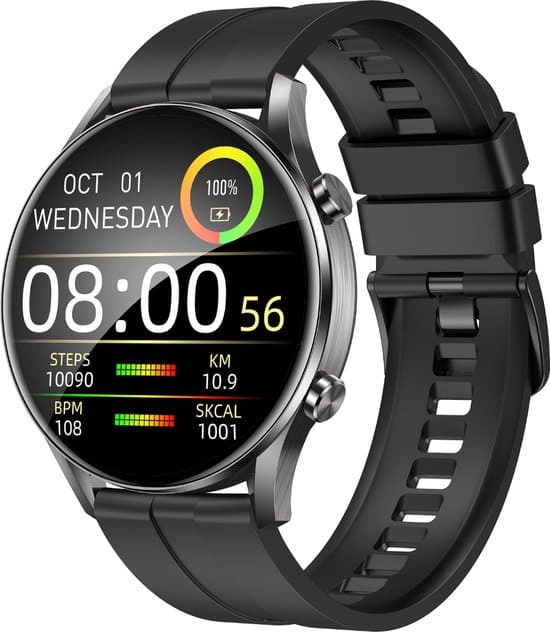 hoco y7 smartwatch zwarte sporthorloge met rond display beschikt over