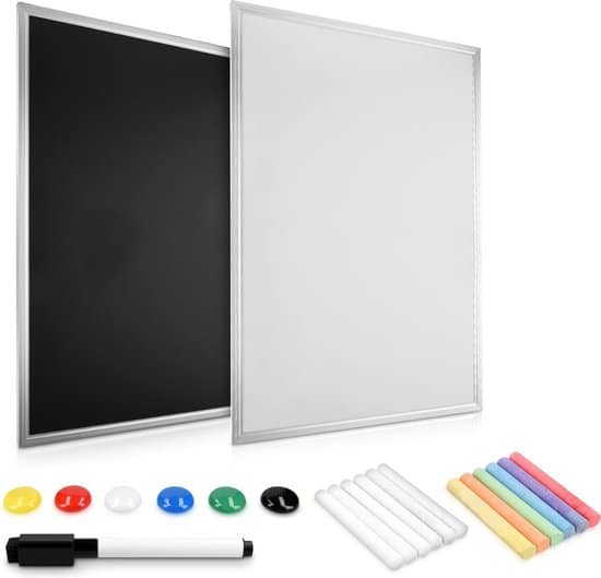 navaris dubbelzijdig whiteboard en krijtbord magnetisch wandbord met