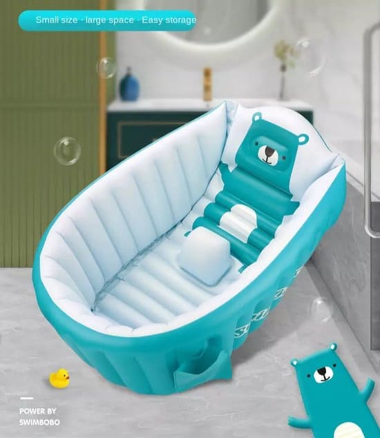 opblaasbare baby badkuip blauw met pompje