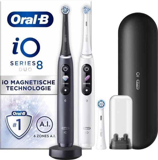 oral b io 8 wit en zwart elektrische tandenborstels duopack