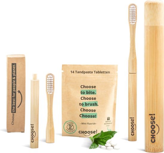 choose bamboe tandenborstel set 2x bamboe tandenborstel