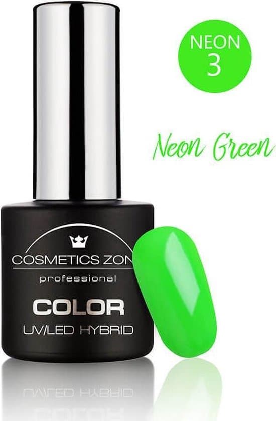 cosmetics zone uv led hybrid gel nagellak 7ml neon green n3