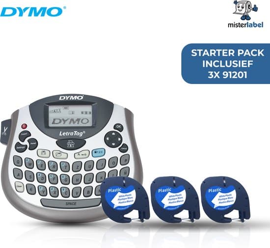 dymo lt 100t letratag labelprinter qwerty starterpack incl 3x 91201