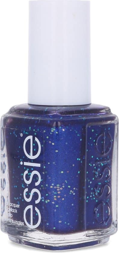 essie winter collection nagellak 670 tied and blue blauwe glitter nagellak