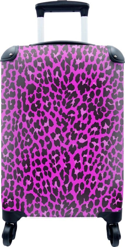 koffer reiskoffer luipaardprint roze koffer met print handbagage