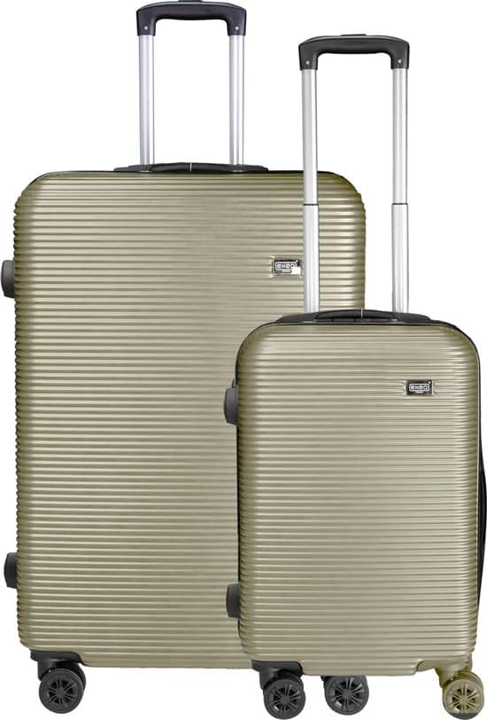 koffers kofferset 2 delig handbaggage met wielen trolley olijf groen