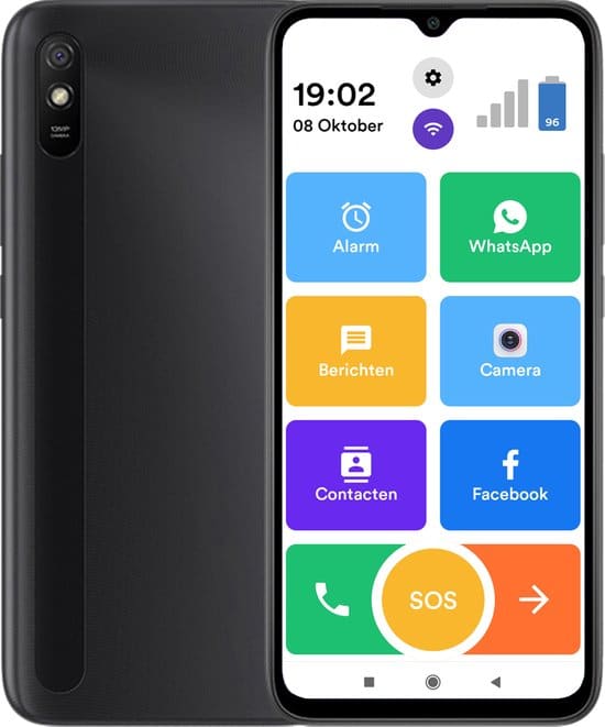 senifone s1 senioren smartphone zwart voor ouderen 32gb whatsapp