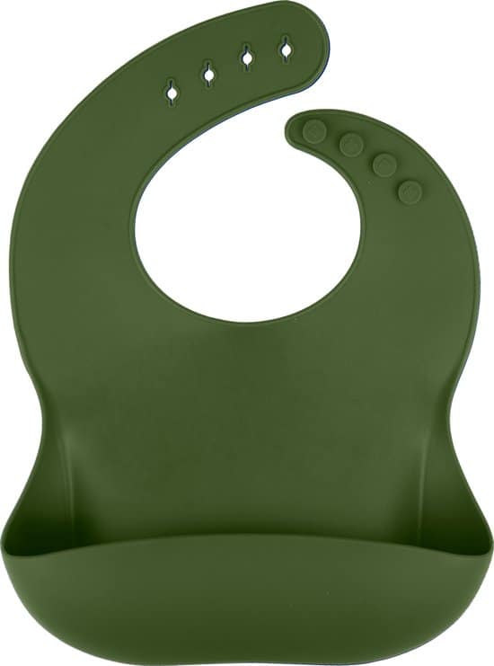 silicone slabbetje met opvangbak afwasbaar groen
