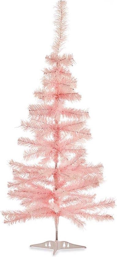 kleine lichtroze kerstboom van 90 cm van kunststof met voet mini boompjes
