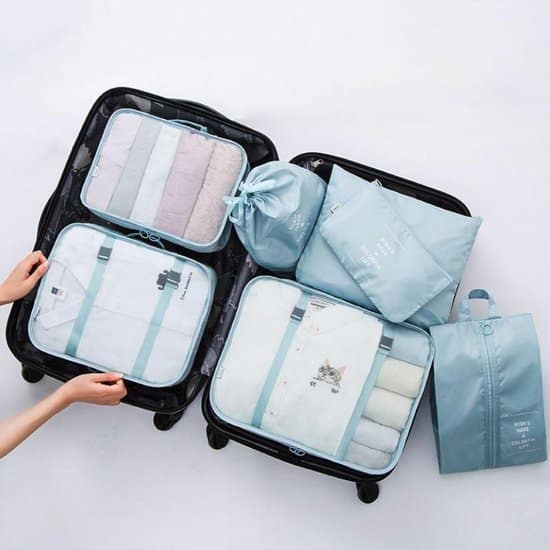 packing cubes set koffer of tas organizer inpak zakken lichtblauw