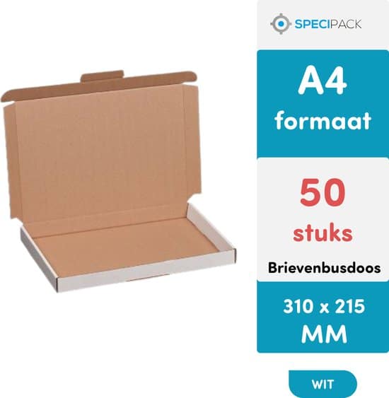 specipack brievenbusdoos a4 wit 50 stuks verzenddozen met extra sluiting